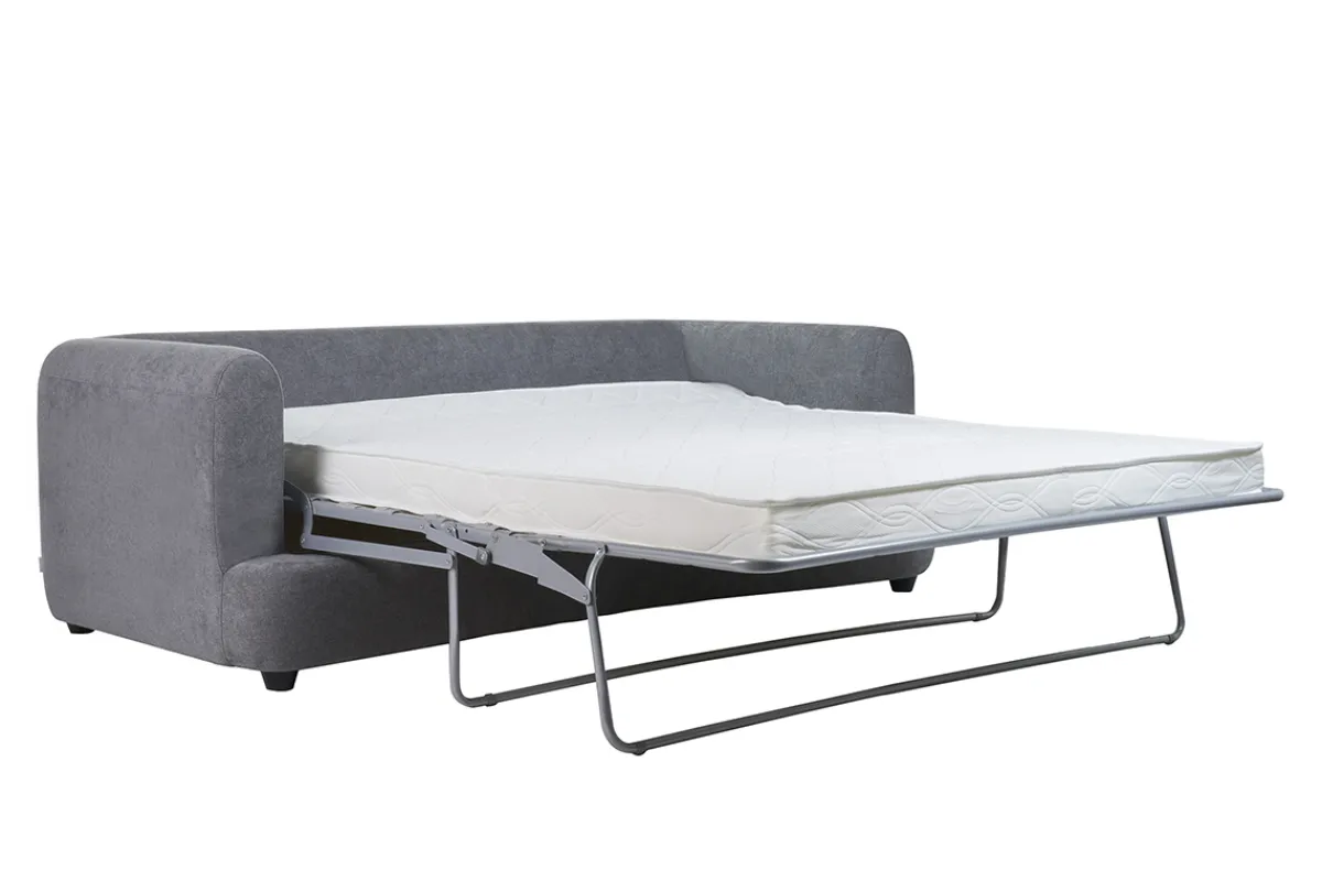 Miliboo Schlafsofa 3-4 Sitzer in grauem Stoff mit Samteffekt und abziehbarem Bezug SACHA* Schlafsofas