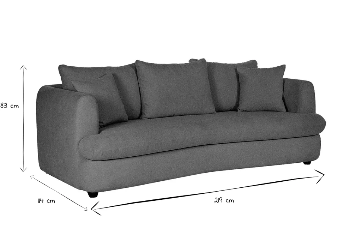Miliboo Schlafsofa 3-4 Sitzer in grauem Stoff mit Samteffekt und abziehbarem Bezug SACHA* Schlafsofas