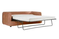 Miliboo Schlafsofa 3-4 Sitzer in terracottafarbenem Stoff mit Samteffekt und abziehbarem Bezug SACHA* Schlafsofas