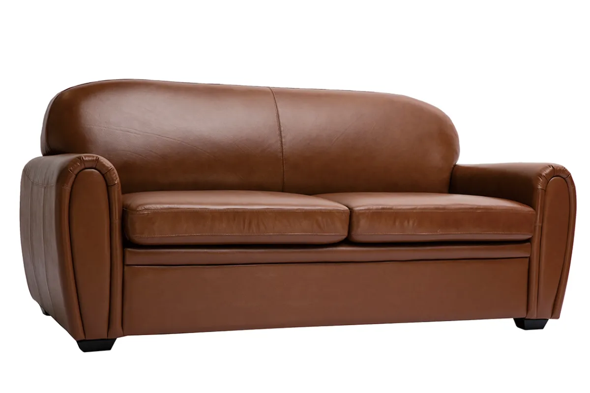 Miliboo Schlafsofa aus braunem Leder 3-Sitzer CLUB* Schlafsofas|Ledersofas
