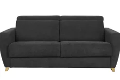 Miliboo Schlafsofa Matratze verstellbare Kopfstücke anthrazitgrauer Samt 140x190 cm GOYA* Schlafsofas