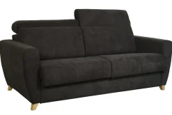 Miliboo Schlafsofa Matratze verstellbare Kopfstücke anthrazitgrauer Samt 140x190 cm GOYA* Schlafsofas