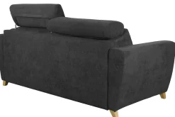 Miliboo Schlafsofa Matratze verstellbare Kopfstücke anthrazitgrauer Samt 140x190 cm GOYA* Schlafsofas