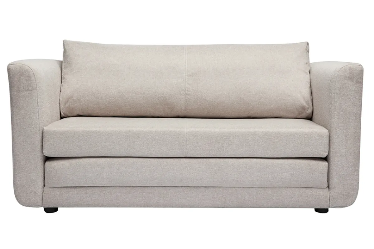 Miliboo Schlafsofa mit 2 Plätzen aus strukturiertem beigefarbenem Samteffektstoff LEON* Schlafsofas