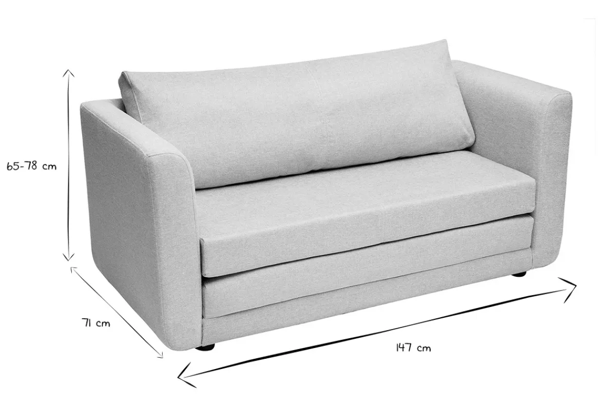 Miliboo Schlafsofa mit 2 Plätzen aus strukturiertem beigefarbenem Samteffektstoff LEON* Schlafsofas