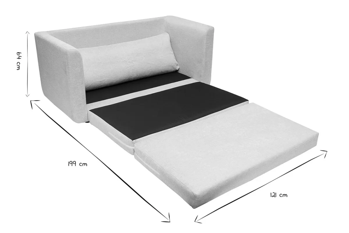 Miliboo Schlafsofa mit 2 Plätzen aus strukturiertem beigefarbenem Samteffektstoff LEON* Schlafsofas
