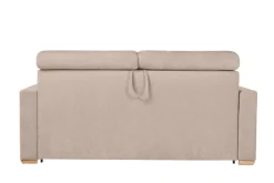 Miliboo Schlafsofa mit verstellbaren Kopfstützen für 3 Personen in beige-samtigem Effektgewebe mit einer Matratze von 18 cm NORO* Schlafsofas