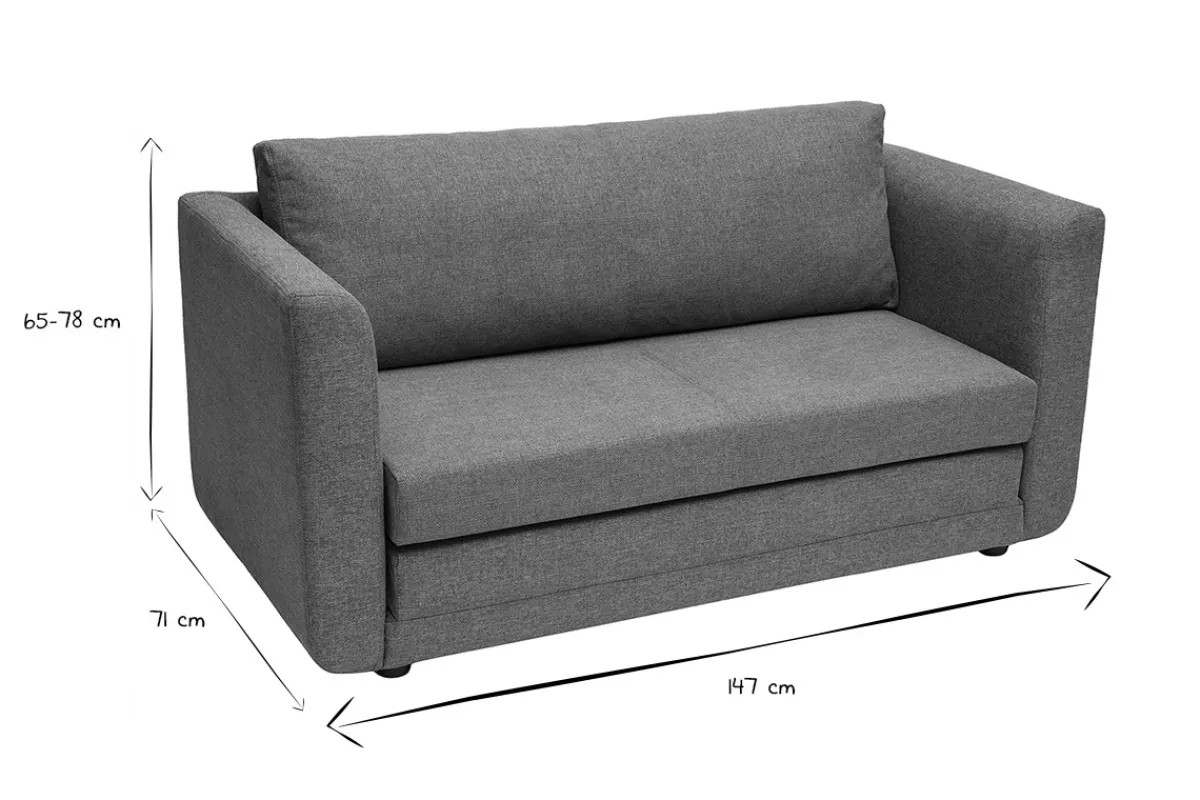 Miliboo Schlafsofa 2-Sitzer aus graugrünem Stoff LEON* Schlafsofas