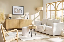 Miliboo Schlafsofa 3-Sitzer mit beigem Cordstoff mit Matratze 13cm BACIO* Design-sofas|Schlafsofas
