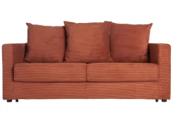 Miliboo Schlafsofa 3-Sitzer mit Cordstoff in Terracotta mit Matratze 13cm BACIO* Schlafsofas