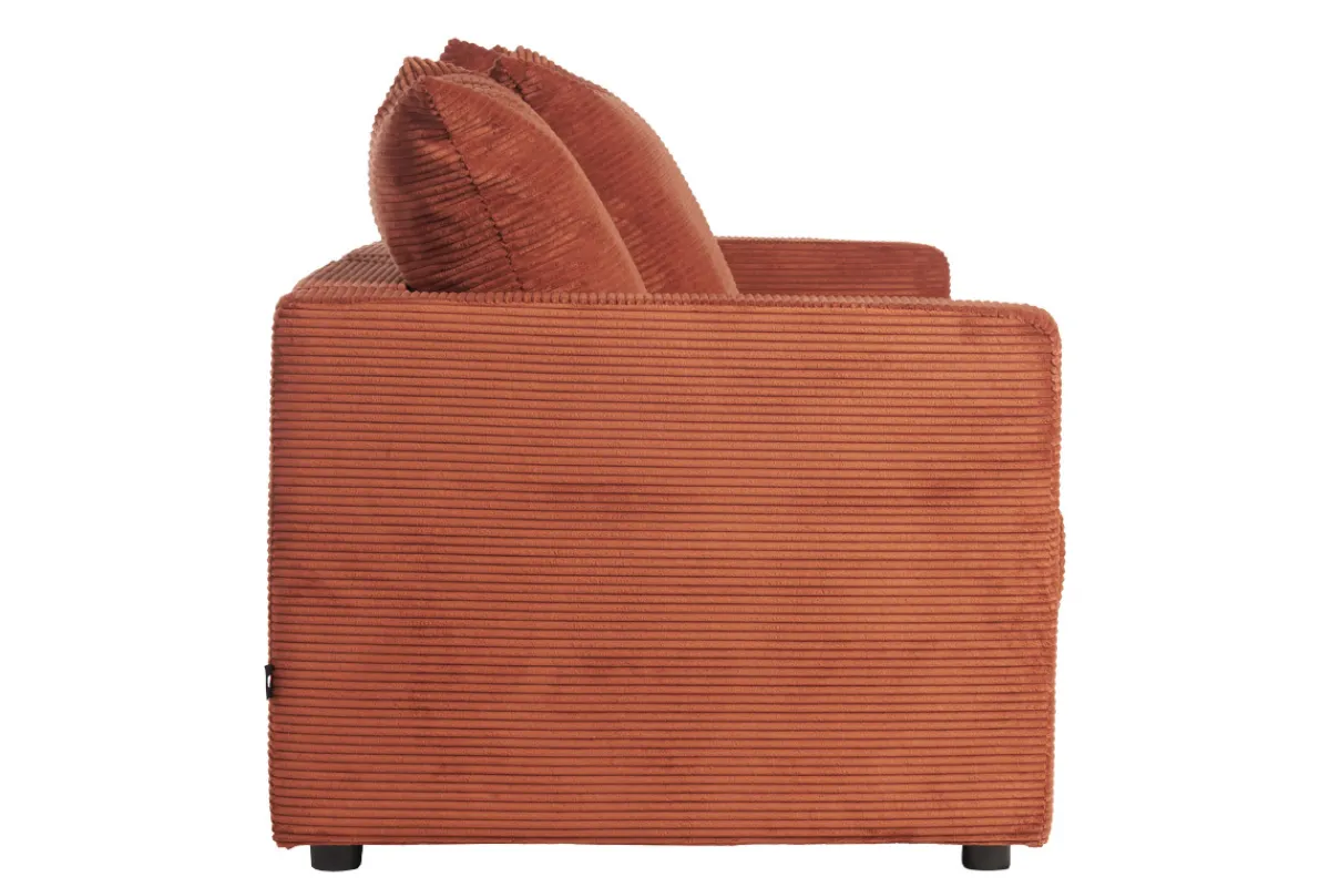 Miliboo Schlafsofa 3-Sitzer mit Cordstoff in Terracotta mit Matratze 13cm BACIO* Schlafsofas