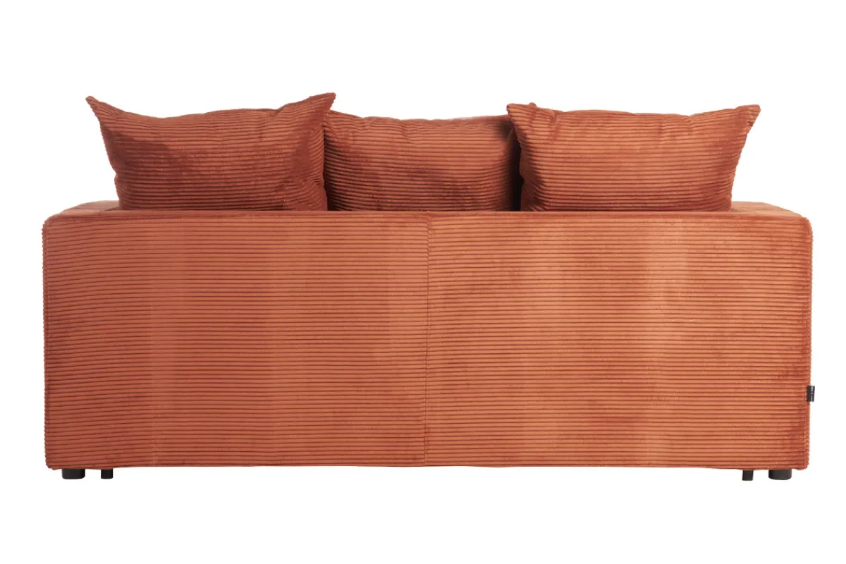 Miliboo Schlafsofa 3-Sitzer mit Cordstoff in Terracotta mit Matratze 13cm BACIO* Schlafsofas
