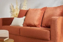 Miliboo Schlafsofa 3-Sitzer mit Cordstoff in Terracotta mit Matratze 13cm BACIO* Schlafsofas