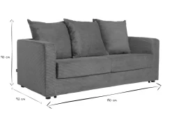 Miliboo Schlafsofa 3-Sitzer mit Cordstoff in Terracotta mit Matratze 13cm BACIO* Schlafsofas