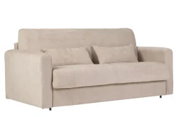 Miliboo Schlafsofa 3-Sitzer mit Stoffbezug in Samtoptik Beige Matratze 13cm LETTO* Schlafsofas