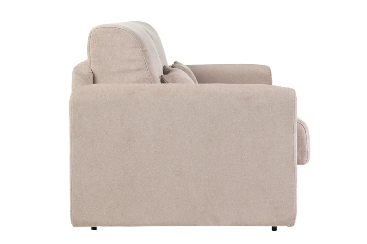 Miliboo Schlafsofa 3-Sitzer mit Stoffbezug in Samtoptik Beige Matratze 13cm LETTO* Schlafsofas