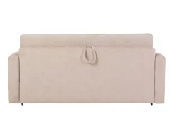 Miliboo Schlafsofa 3-Sitzer mit Stoffbezug in Samtoptik Beige Matratze 13cm LETTO* Schlafsofas