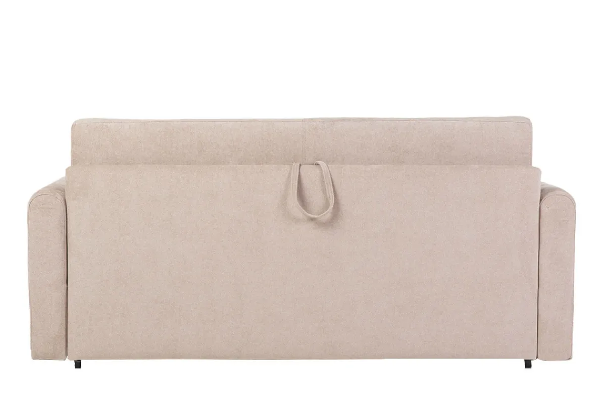 Miliboo Schlafsofa 3-Sitzer mit Stoffbezug in Samtoptik Beige Matratze 13cm LETTO* Schlafsofas