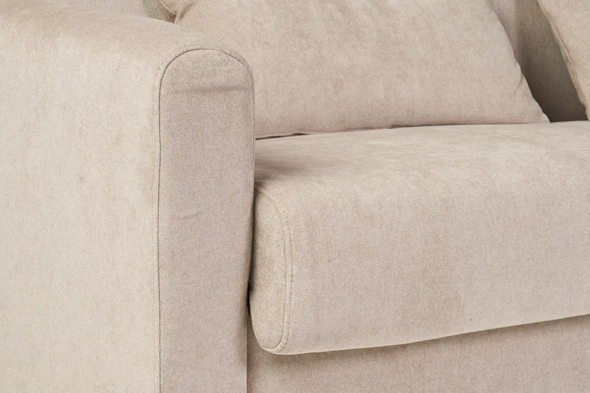 Miliboo Schlafsofa 3-Sitzer mit Stoffbezug in Samtoptik Beige Matratze 13cm LETTO* Schlafsofas