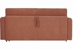 Miliboo Schlafsofa 3-Sitzer mit Stoffbezug in Samtoptik Terracotta Matratze 13cm LETTO* Schlafsofas