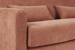 Miliboo Schlafsofa 3-Sitzer mit Stoffbezug in Samtoptik Terracotta Matratze 13cm LETTO* Schlafsofas