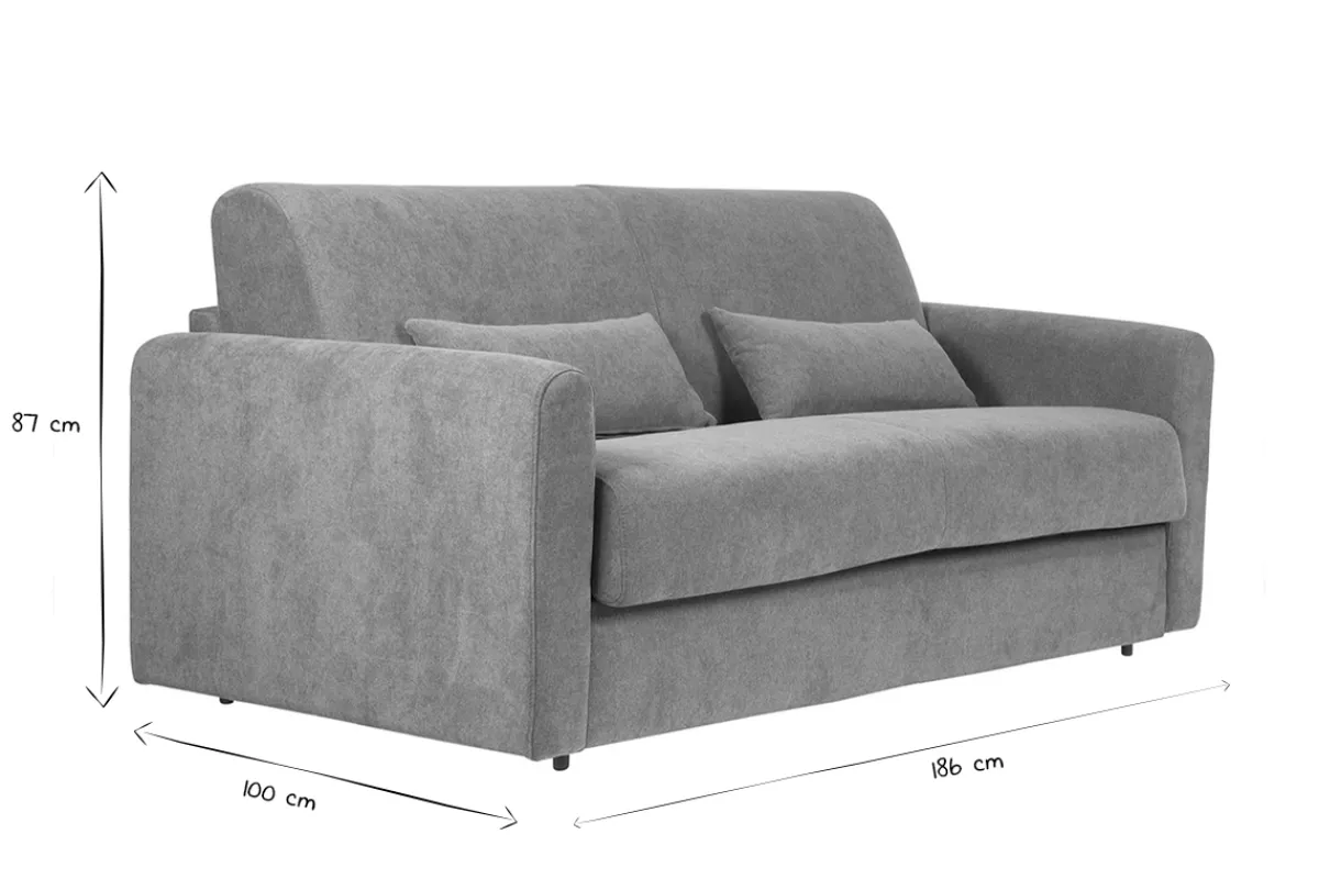 Miliboo Schlafsofa 3-Sitzer mit Stoffbezug in Samtoptik Terracotta Matratze 13cm LETTO* Schlafsofas