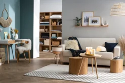 Miliboo Schlafsofa skandinavisch blaugrün und Holz GRAHAM* Schlafsofas
