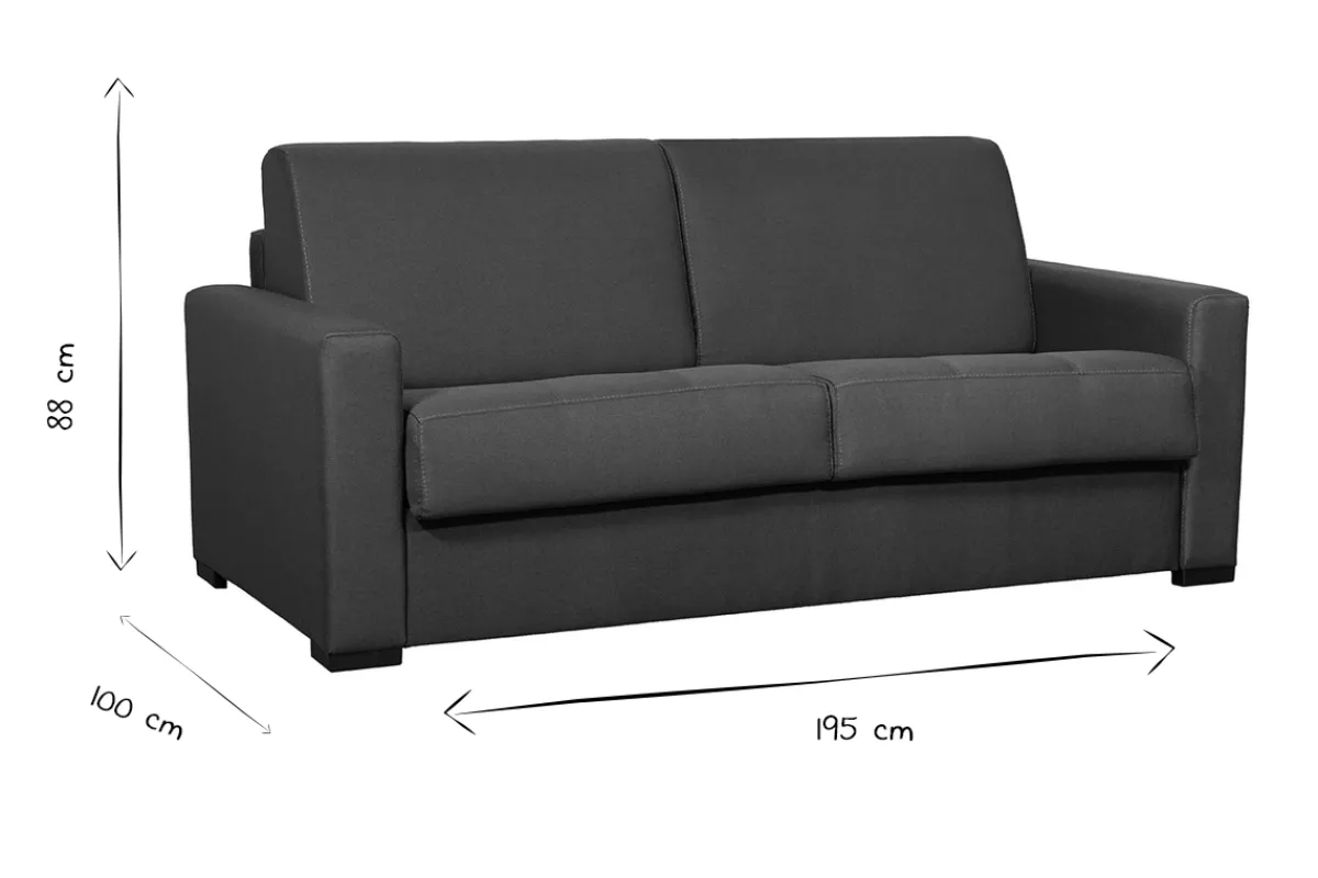 Miliboo Schlafsofa skandinavisch mit Matratze 18 cm hellgrauer Stoffbezug GRAHAM* Schlafsofas