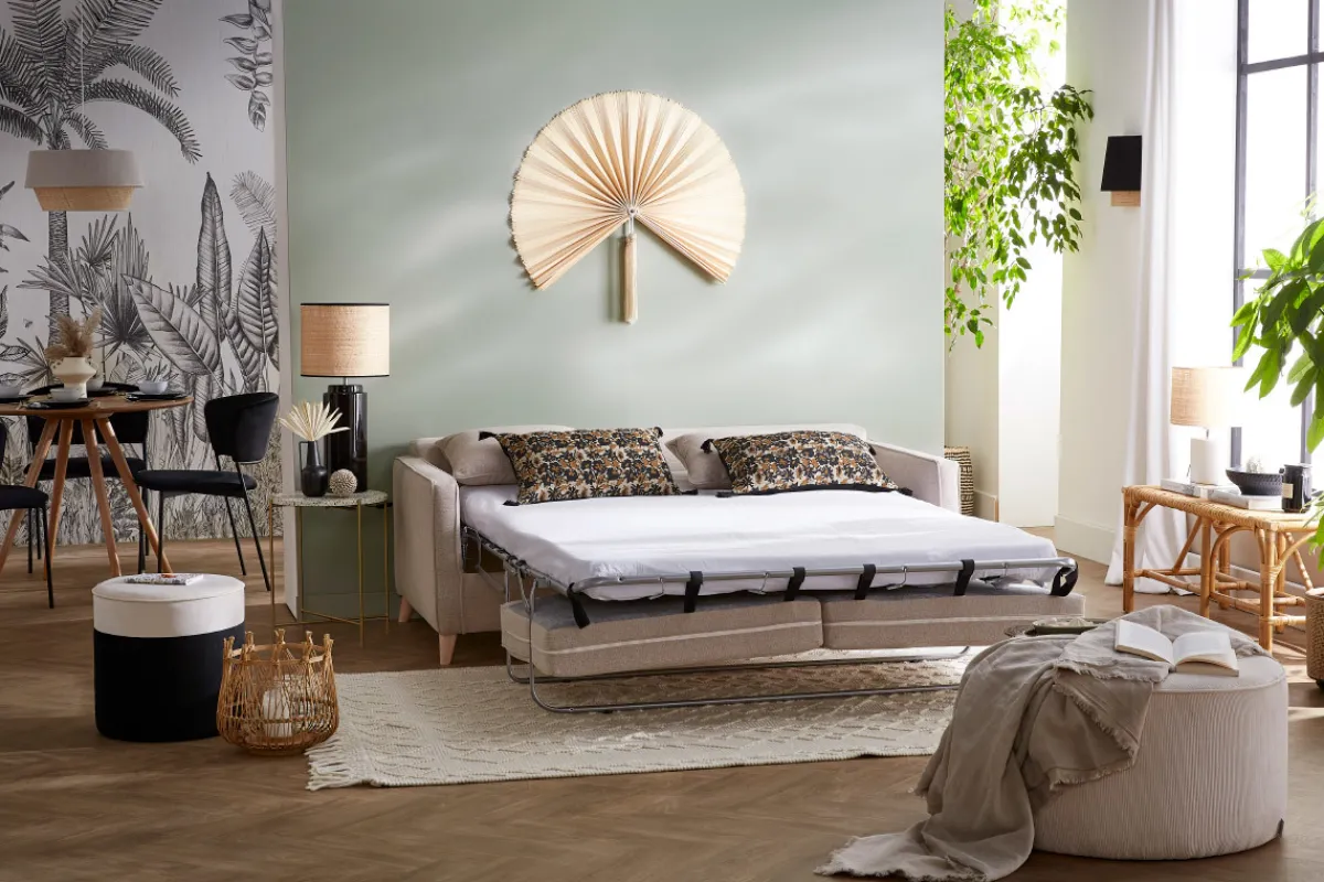 Miliboo Schlafsofa skandinavisch 3 Plätze naturbeige PAPEL* Schlafsofas