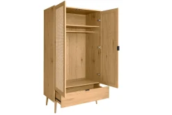 Miliboo Schrank in heller Holzoptik, Rattan und schwarzem Metall H190 cm MANILLE* Schränke