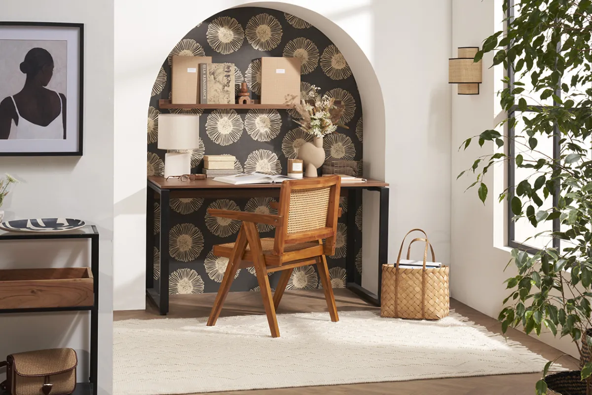 Miliboo Schreibtisch aus dunklem Holz und schwarzem Metall B138 cm OPAL* Design-schreibtische