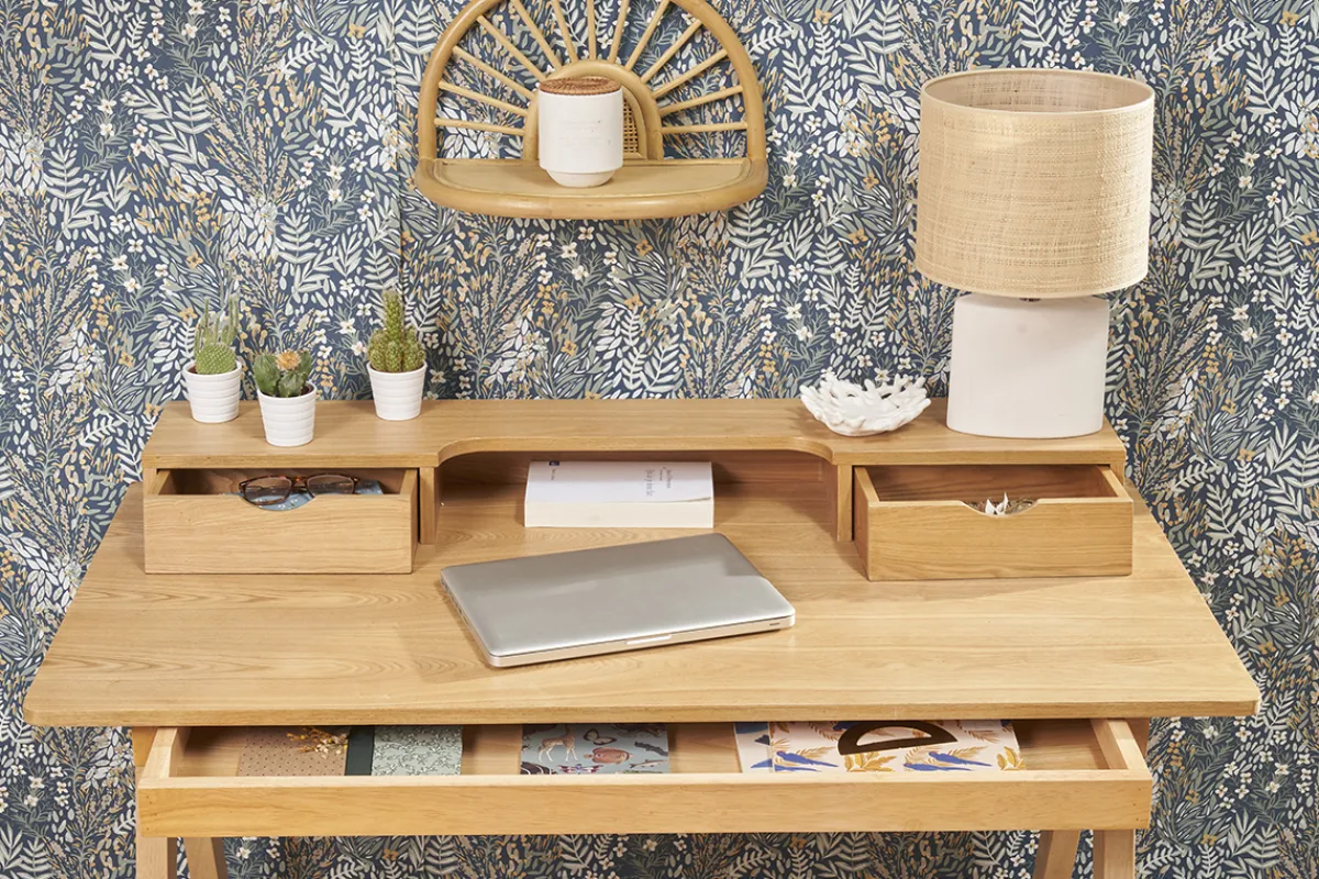 Miliboo Schreibtisch aus hellem Holz mit Ablagen L120 cm PULITO* Design-schreibtische