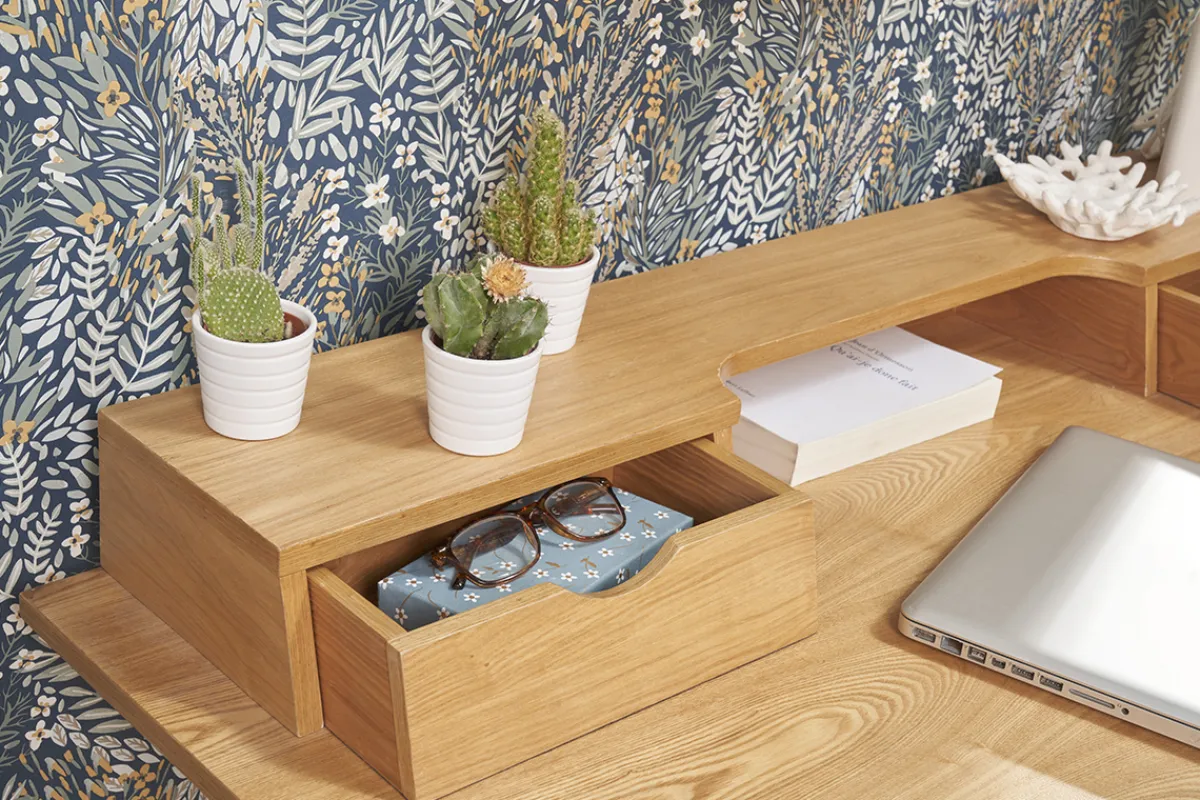 Miliboo Schreibtisch aus hellem Holz mit Ablagen L120 cm PULITO* Design-schreibtische