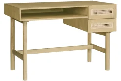 Miliboo Schreibtisch aus hellem Holz mit Fach und Schubladen aus Rattangeflecht L120 cm GALINA.* Design-schreibtische