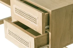 Miliboo Schreibtisch aus hellem Holz mit Fach und Schubladen aus Rattangeflecht L120 cm GALINA.* Design-schreibtische