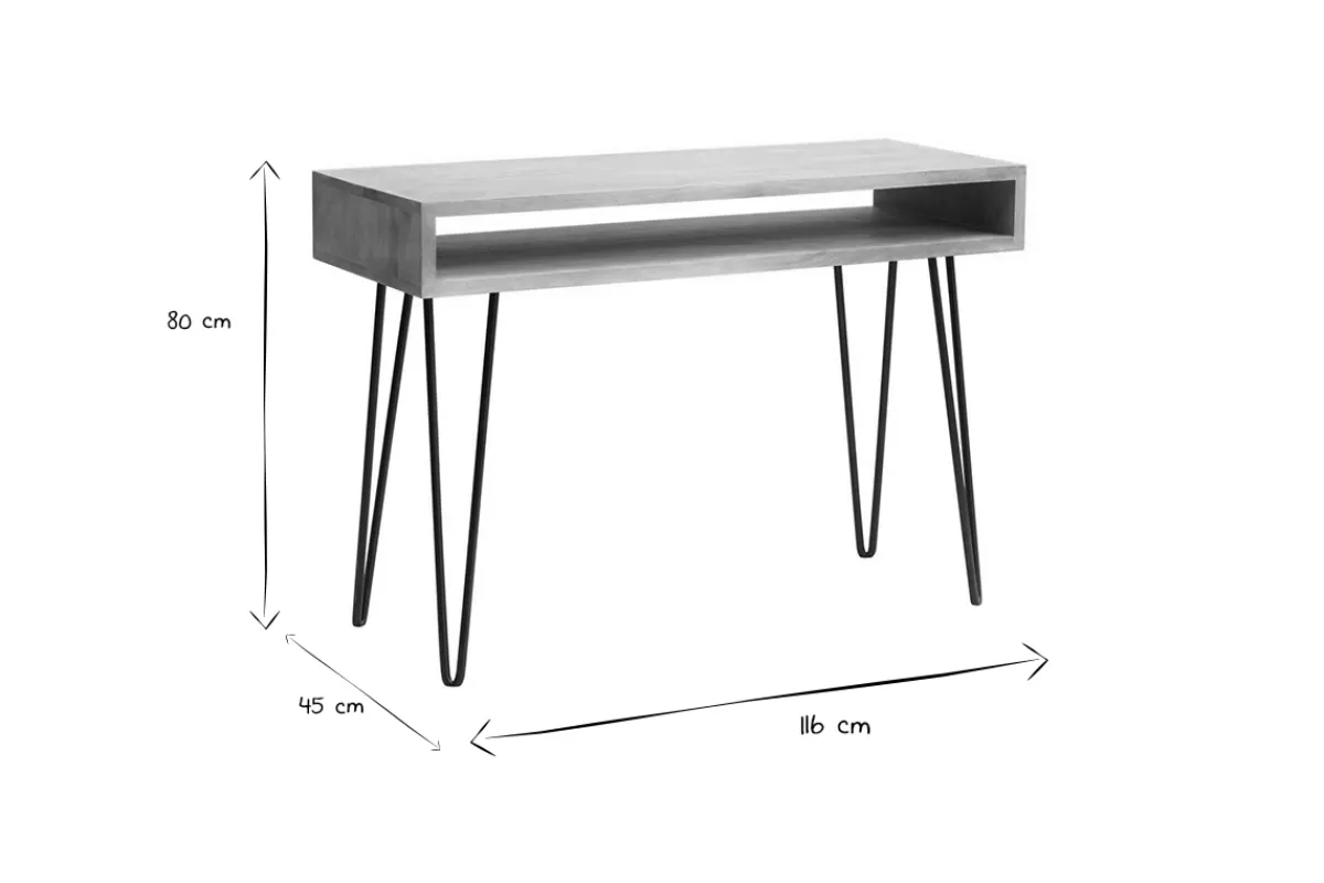 Miliboo Schreibtisch aus Mangoholz und Metall mit Ablagegestell VIBES* Design-schreibtische|Konsolentische