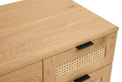 Miliboo Schreibtisch in heller Holzoptik, mit Rattan und schwarzem Metall, 3 Schubladen L120 cm MANILLE* Design-schreibtische
