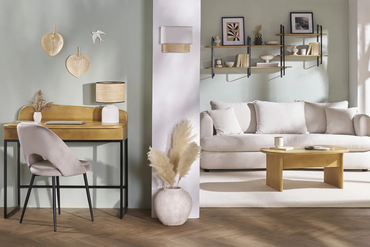 Miliboo Schreibtisch mit Stauraum aus massivem Mangoholz B100 cm SHIVA* Design-schreibtische