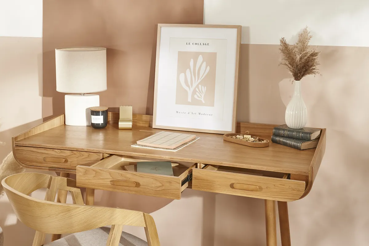 Miliboo Schreibtisch skandinavisch helles Holz HALLEN* Design-schreibtische