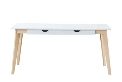 Miliboo Schreibtisch skandinavisch mit Schubladen Holz Weiß L160 LEENA* Design-schreibtische