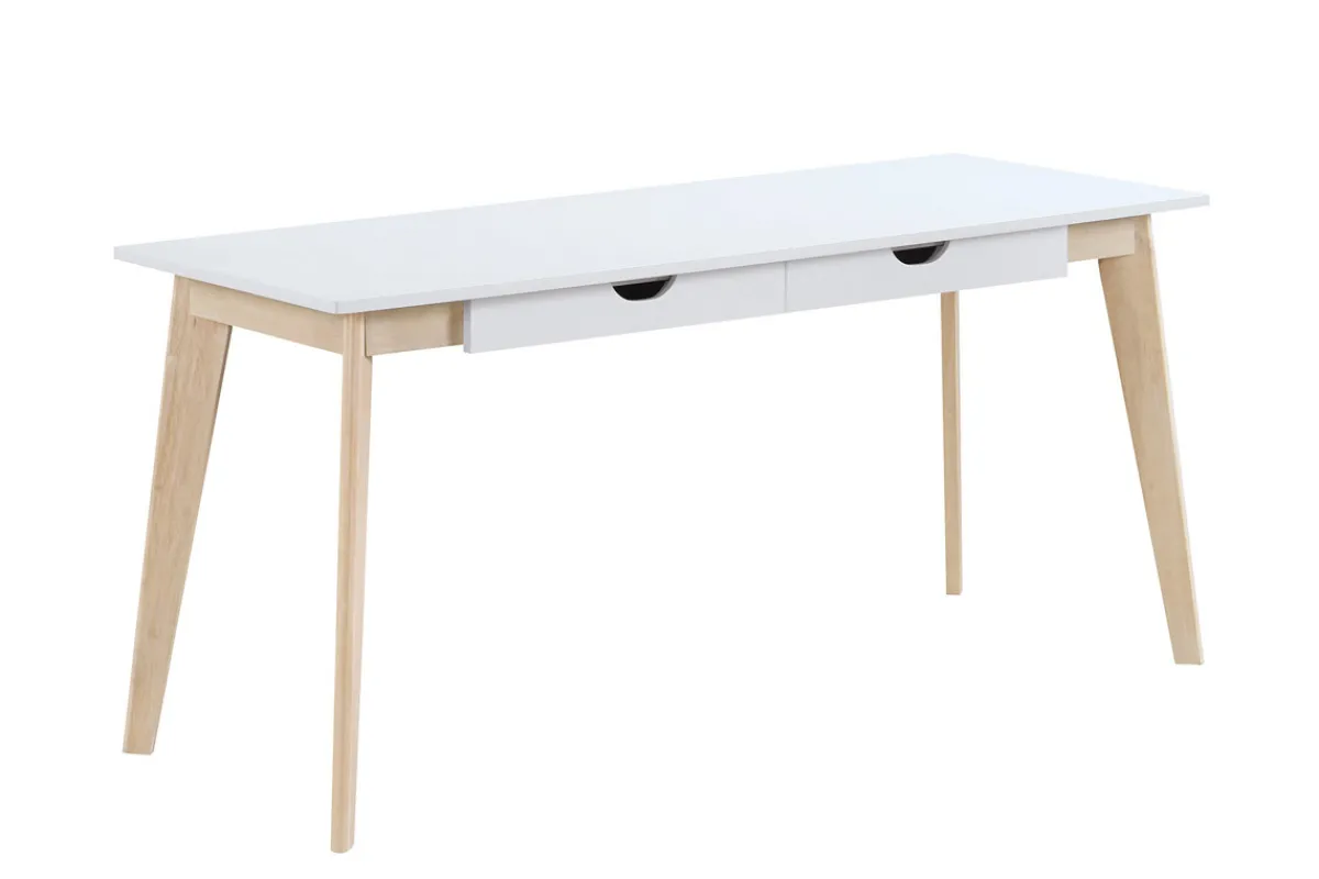 Miliboo Schreibtisch skandinavisch mit Schubladen Holz Weiß L160 LEENA* Design-schreibtische