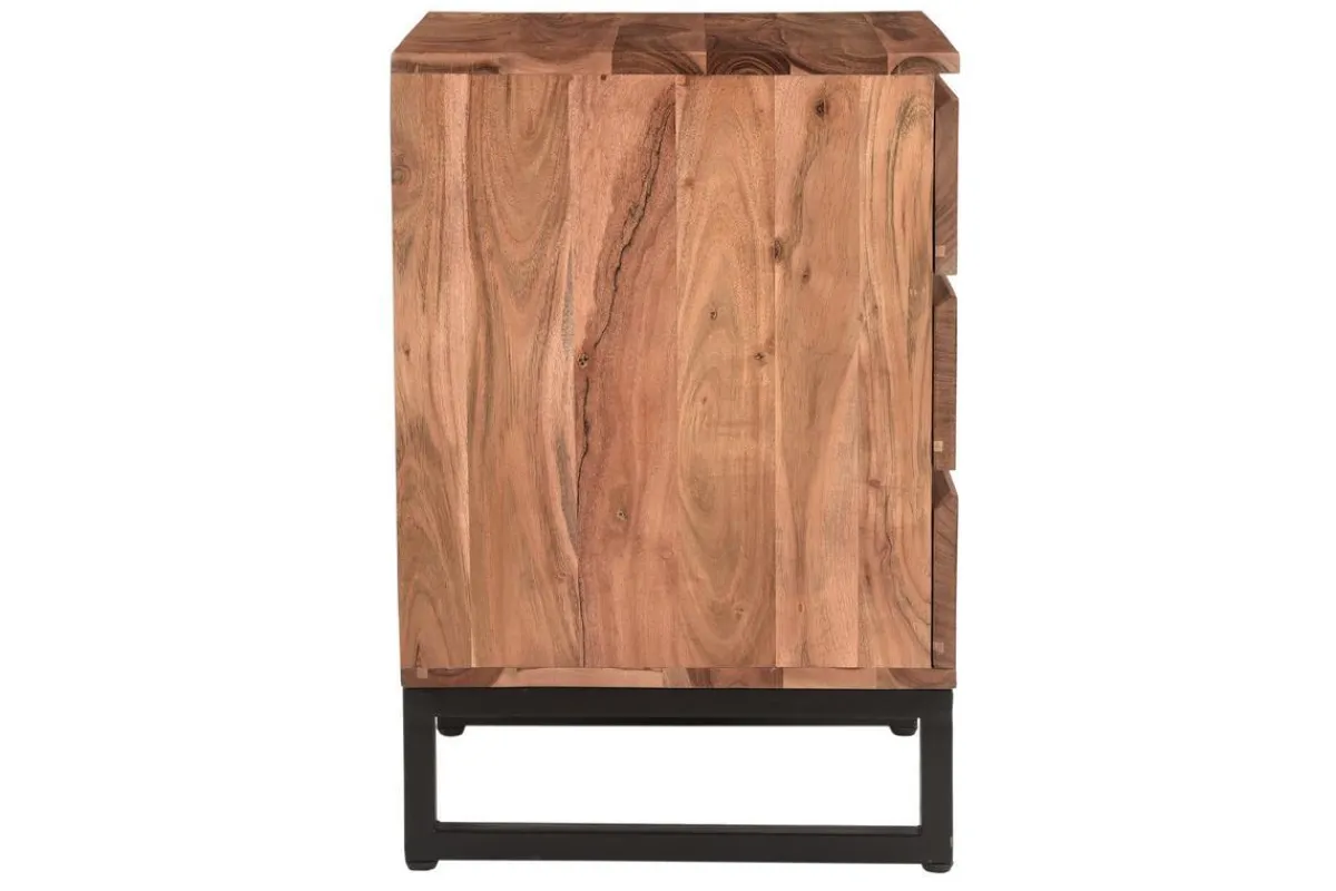 Miliboo Schreibtischcontainer mit 3 Schubladen aus massiver Akazie und Metallfuß HOORN* Design-schreibtische|Aufbewahrung Büro