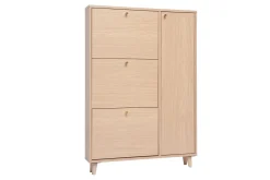 Miliboo Schuhschrank in hellem Holzdekor Eiche und goldfarbenem Metall B90 cm SILVESTRE* Schuhschränke