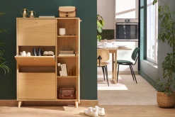 Miliboo Schuhschrank in hellem Holzdekor Eiche und goldfarbenem Metall B90 cm SILVESTRE* Schuhschränke