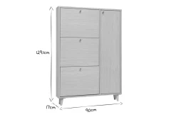 Miliboo Schuhschrank in hellem Holzdekor Eiche und goldfarbenem Metall B90 cm SILVESTRE* Schuhschränke