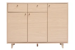 Miliboo Schuhschrank in hellem Holzdekor mit Eichenfurnier und goldfarbenem Metall B110 cm SILVESTRE* Schuhschränke