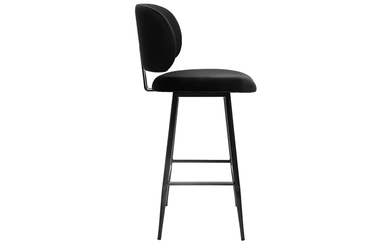 Miliboo Schwarze Barhocker aus Samtstoff und Metall H70 cm (2er-Set) ATRIUM* Barhocker