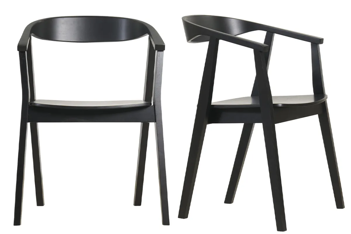 Miliboo Schwarze Design-Stühle aus Holz (2er- Set) BAHIA* Design-stühle