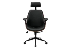 Miliboo Schwarzer Design-Bürostuhl mit dunklem Holz und schwarzem Metall MUSK* Bürostühle|Ergonomischer Bürostühle