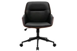Miliboo Schwarzer Design-Bürostuhl mit Rollen, dunkles Holz und schwarzes Metall MARLOW* Bürostühle|Bürostuhl Zum Kleinen Preis
